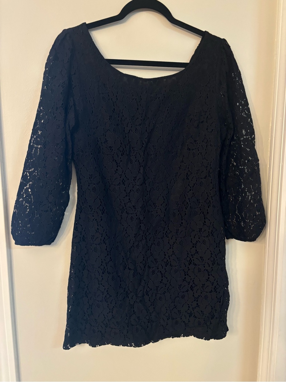 Black Lace Scoop Neck Women's Dress